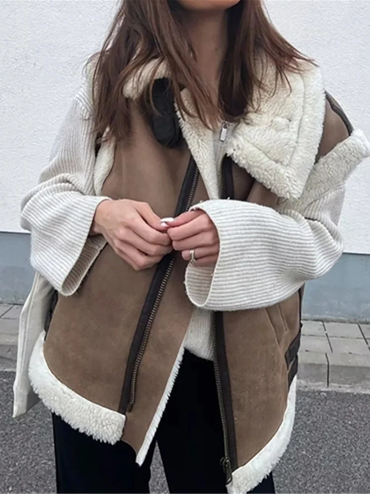 Ootddress Suede Leather Thick Fleece Jacket Autumn Winter Women Splice Sleeveless Faux Shearling Jackets Vest Y2K Cardigans Coats 11 Ootddress Suede Leather Thick Fleece Jacket Autumn Winter Women Splice Sleeveless Faux Shearling Jackets Vest Y2K Cardigans Coats