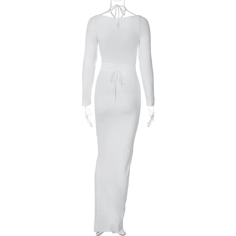 Ootddress Hollow Out Sexy Dress For Women Lace Up Slim Bodycon Dress Women's Party Temperament Maxi Dresses Woman Clothes 2025 New 9 Ootddress Hollow Out Sexy Dress For Women Lace Up Slim Bodycon Dress Women's Party Temperament Maxi Dresses Woman Clothes 2025 New