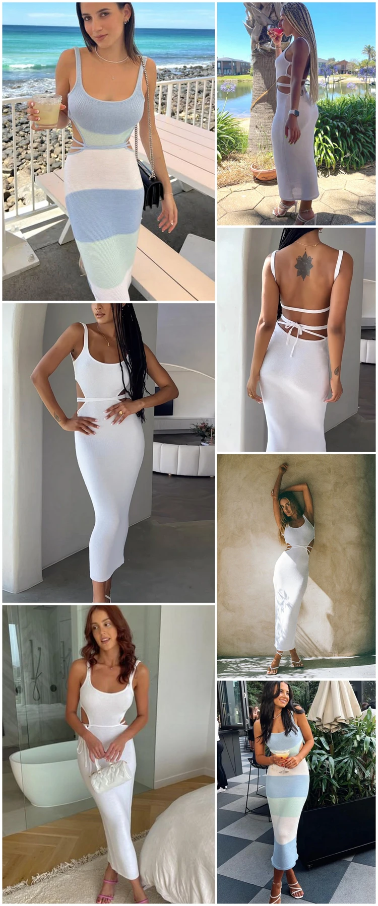 Ootddress Women Stripe Knitted Backless Sexy Bodycon Dress Bandage Contrast Color Spaghetti Strap Long Dresses Party Beach Summer 7 Ootddress Women Stripe Knitted Backless Sexy Bodycon Dress Bandage Contrast Color Spaghetti Strap Long Dresses Party Beach Summer