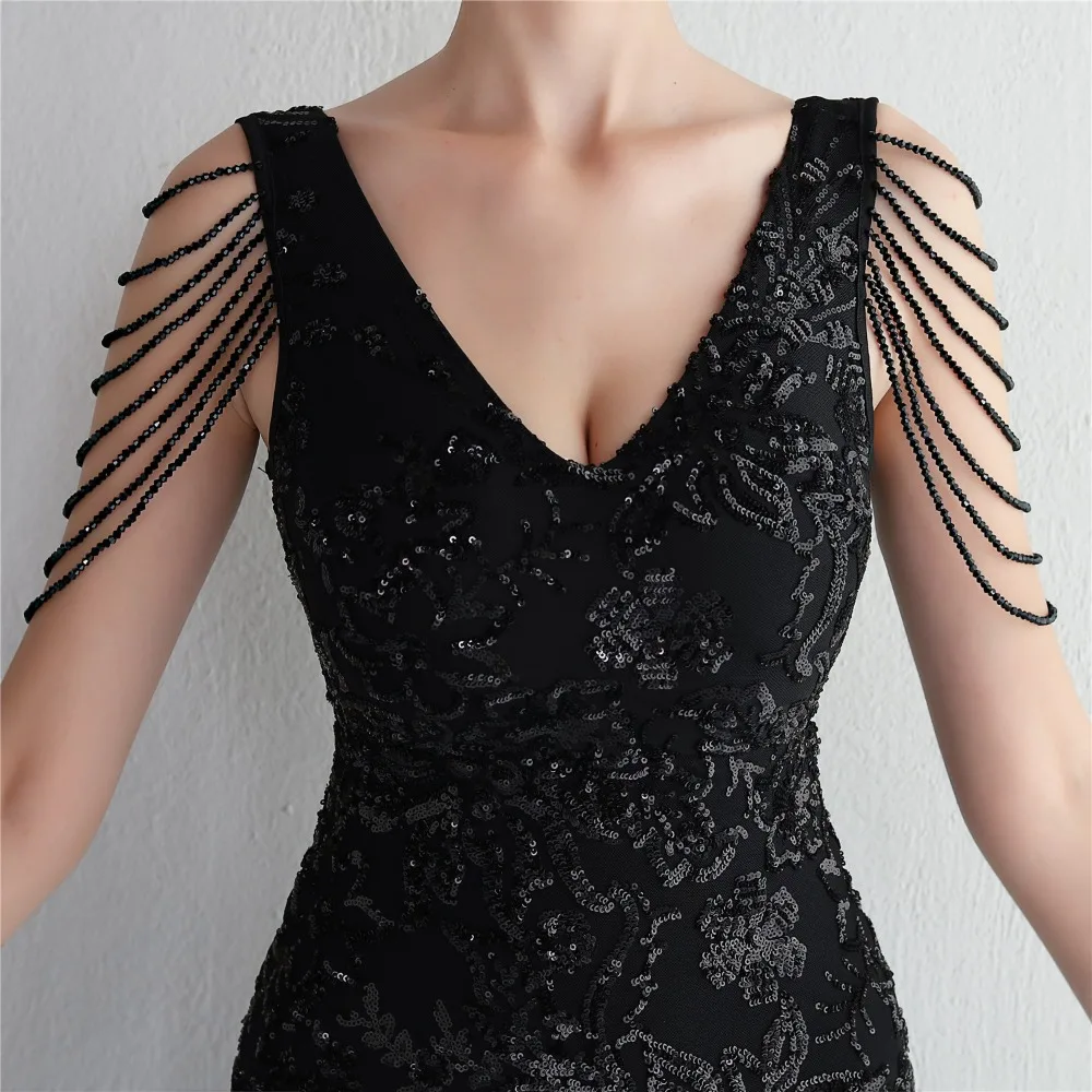 Sexy V-neck Sleeveless Dress with Stones and Crystals Fashion Sequins Tassel Elegant Women Party Dresses High Waisted Long Dress 52 103A0986.jpg