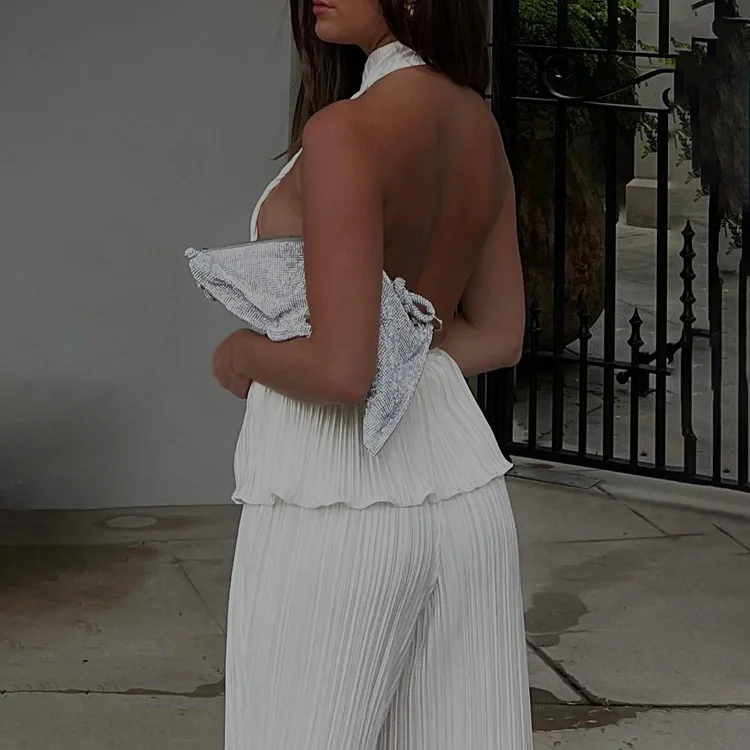 Ootddress Casual Loose Halter Two Piece Sets Suit Women Summer High Waist Pants Set Ladies Elegant Ruched Travel Holiday Outfits 11 Ootddress Casual Loose Halter Two Piece Sets Suit Women Summer High Waist Pants Set Ladies Elegant Ruched Travel Holiday Outfits