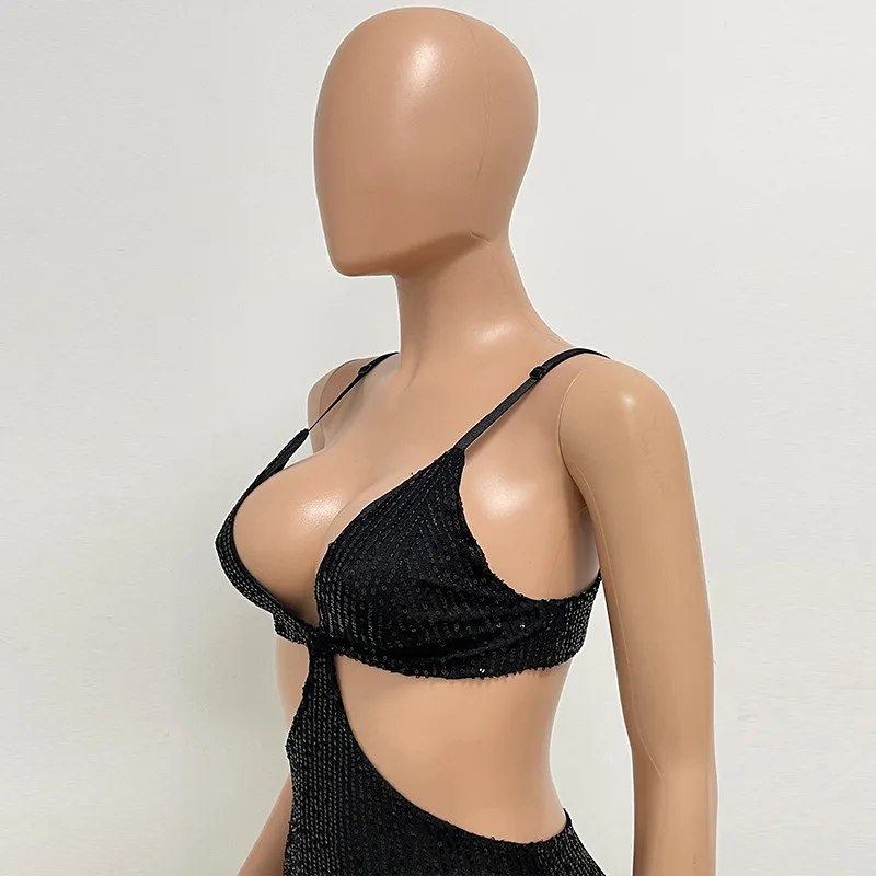 Sexy Hollow High Waist Slit Evening Dress Fashion Sequined Backless Sleeveless Elegant Party Dresses Solid Long Graduation Dress 110 Sexy Hollow High Waist Slit Evening Dress Fashion Sequined Backless Sleeveless Elegant Party Dresses Solid Long Graduation Dress