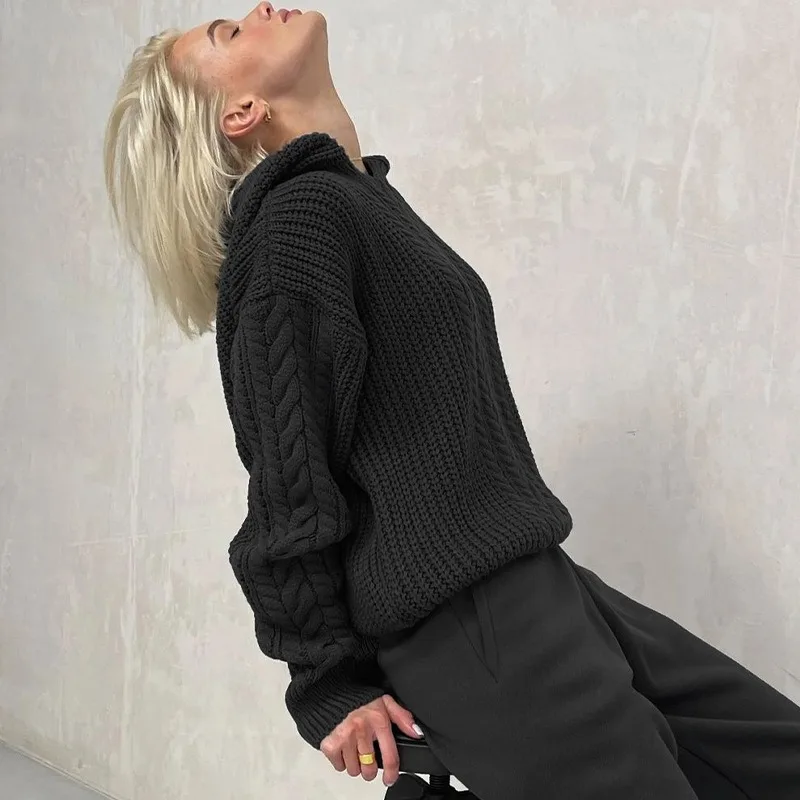 Ootddress Knitted Hoodies Sweater Women Loose Long Sleeve Autumn Pullover Woman Street Casual 2025 Baggy Coat Female Winter Clothes