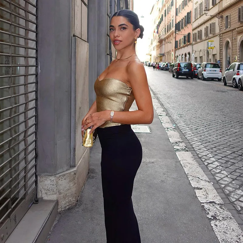 Ootddress Gold PU Crop Tops For Women 2025 Bodycon Backless Sexy Off Shoulder Tank Top Hot Girls Street Slim Party Tube Top Ladies 45 Ootddress Gold PU Crop Tops For Women 2025 Bodycon Backless Sexy Off Shoulder Tank Top Hot Girls Street Slim Party Tube Top Ladies