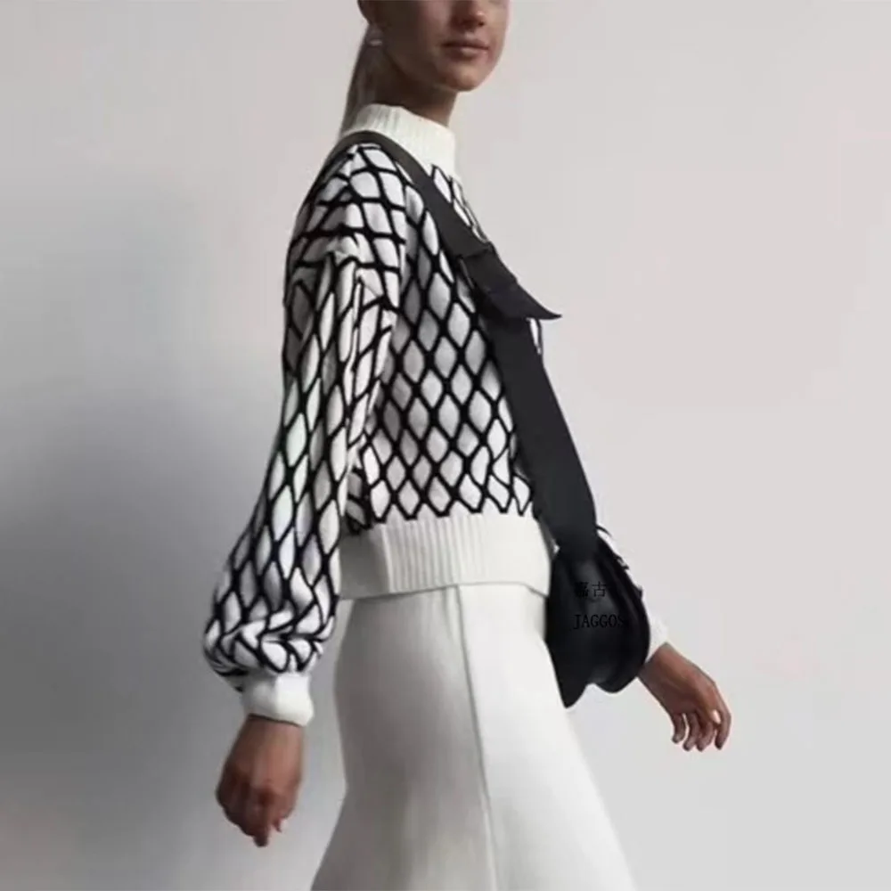 Ootddress Striped Knitted Sweater Women Trendy Slim Loose Turtleneck Women's Tops Autumn Sport Casual Pullover Woman High Neck 2025