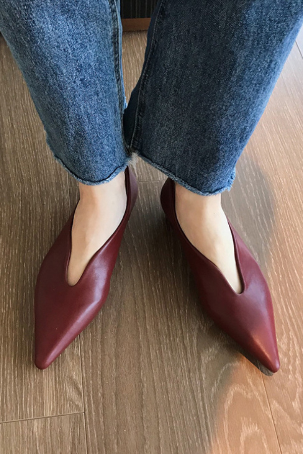 Retro Pointed-toe Low-cut Flat Shoes
