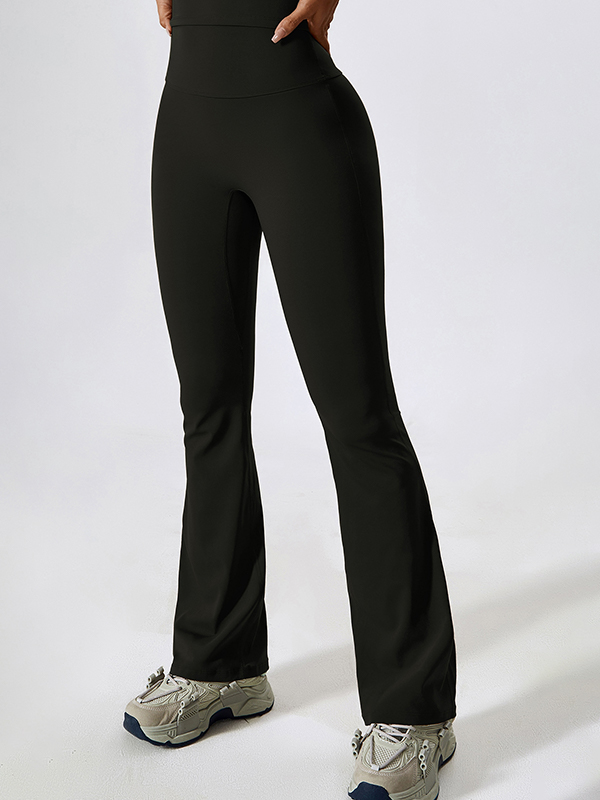 Sporty Solid Quick Dry Cami Top & Flared Pants Set