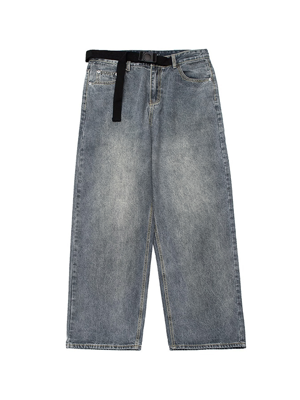 Buckle Strap Baggy Boyfriend Jeans