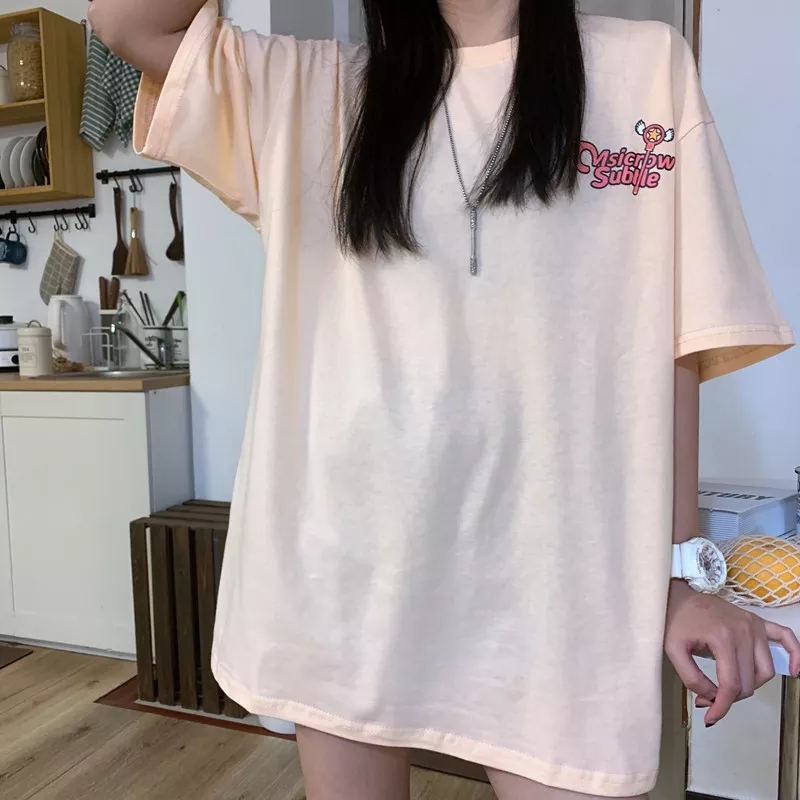 Cute Sakura Card Captor Anime Short Sleeve Shirt Summer Aesthetic Casual E-Girl Kawaii Korean Japanese Harajuku