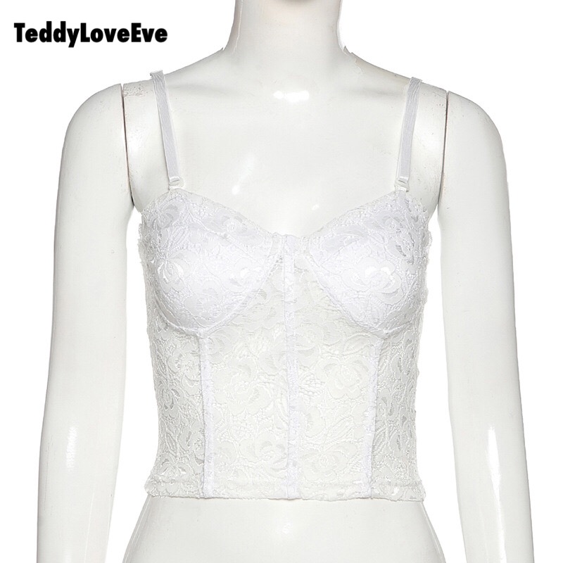 Cute Sexy Floral Lace Corset Camisole Tank Crop Top Sleeveless Shirt Bodycon Goth Punk Summer Casual E-Girl Kawaii Korean Japanese Harajuku Streetwear