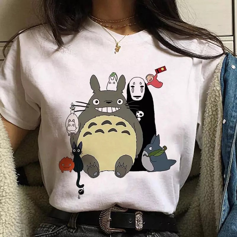 Japanese Anime Cartoon Print Loose Casual Short Sleeve Shirt T-shirt