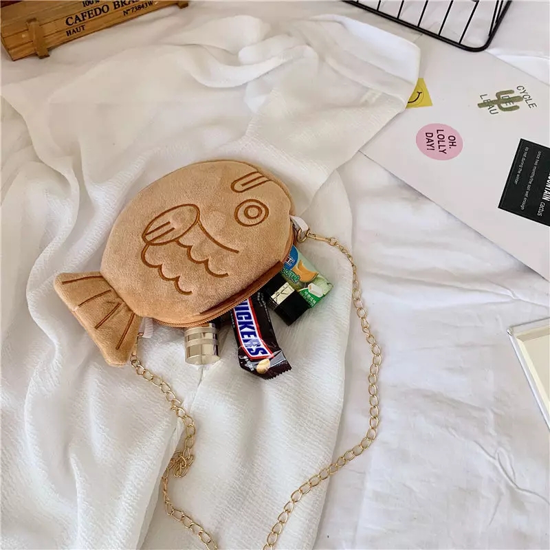 Cute 3D Sweet Taiyaki Red Bean Fish Cartoon Cross Body Bag Aesthetic Casual E-Girl Kawaii Korean Japanese Harajuku