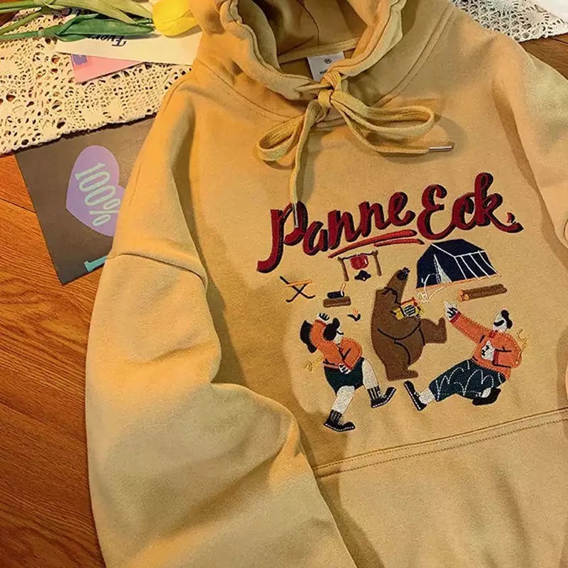 Cute Vintage Retro Camping Print Oversize Loose Hoodie Sweater Sweatshirt Pullover Jumper Casual E-Girl Kawaii Korean Japanese Harajuku Streetwear