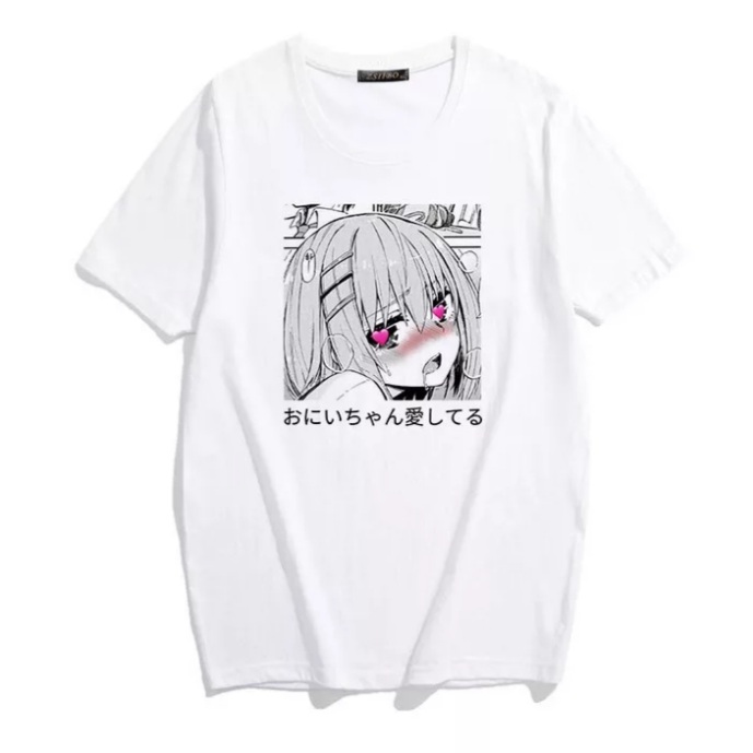 Cute Anime Sweet Girl Cartoon Short Sleeve T-shirt Print Punk Goth Loose Aesthetic Casual Summer E-Girl Kawaii Korean Japanese Harajuku