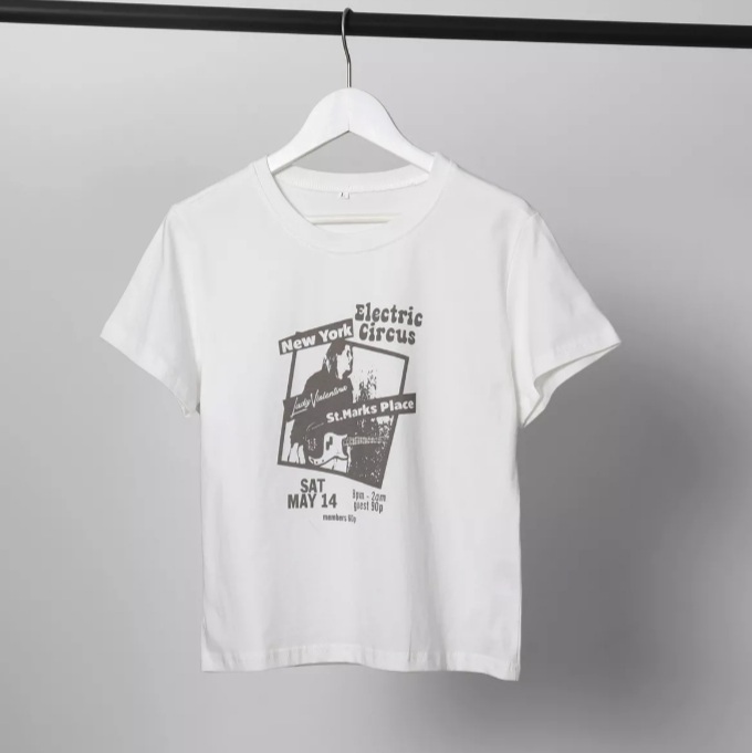 Cute 90s Vintage Guitar Retro White Short Sleeve T- Shirt Top Aesthetic Casual Summer E-Girl Kawaii Korean Japanese Harajuku