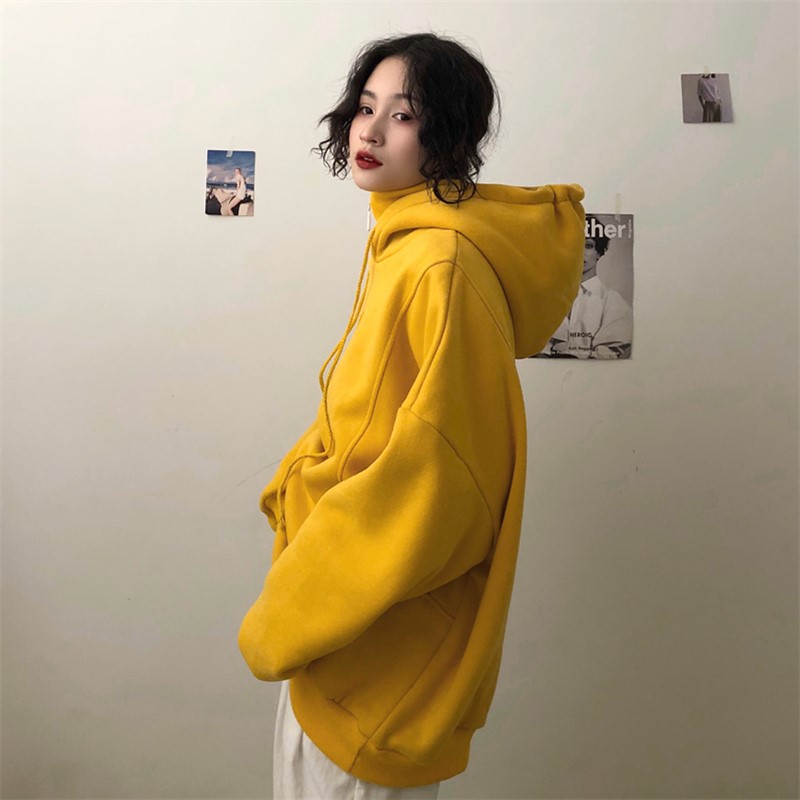 Cute Yellow Chill Letter Embroidery Causal Oversized Hoodie Sweater Sweatshirt Long Sleeve Pullover E-Girl Kawaii Korean Japanese Harajuku Streetwear