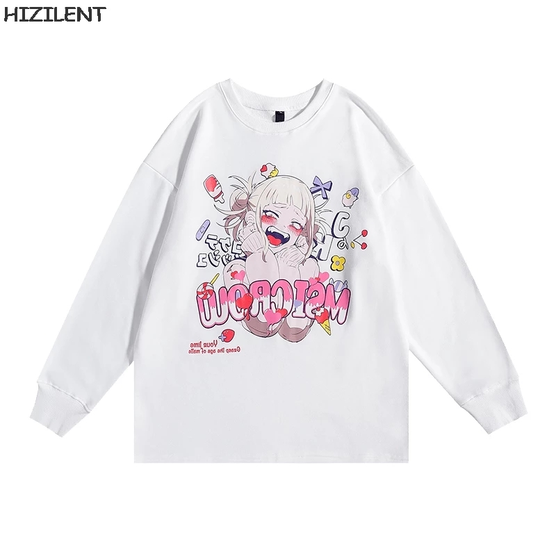 Cute Toga Anime Girl Cartoon Print Oversize Long Sleeve T-shirt Sweater Hoodie Aesthetic Casual Summer E-Girl Kawaii Korean Japanese Harajuku