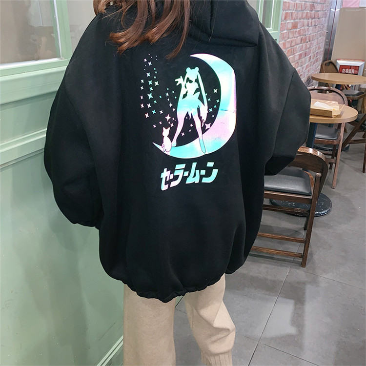 Anime Girl Japanese Print Glow in Dark Sweater