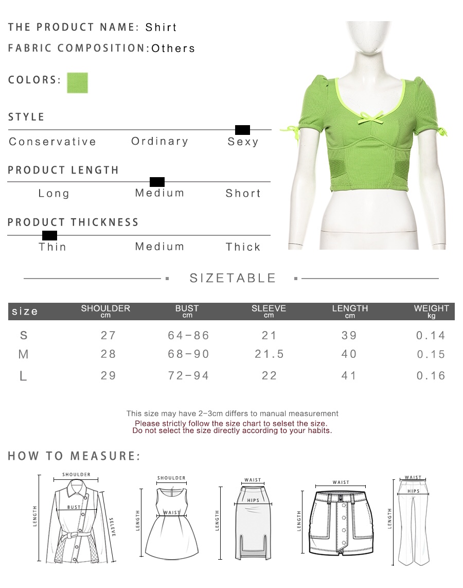 Cute Sexy Neon Green Ribbed Knit Bow Crop Top Short Sleeve Shirt Tee T-shirt E-Girl Kawaii Korean Japanese Harajuku Chinese Retro Streetwear Aesthetic