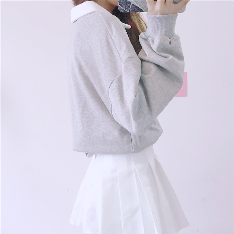 Cute Heart Embroidery Pocket Oversized Sweater Long Sleeve Shirt Pullover Hoodie Sweatshirt E-Girl Kawaii Korean Japanese Harajuku Retro Streetwear