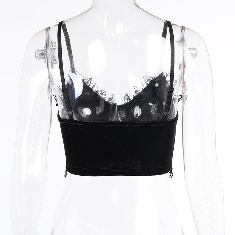 Cute Sexy Black Lace Trim Cross Goth Punk Backless Crop Top Tank Sleeveless Shirt Summer Casual E-Girl Kawaii Korean Japanese Harajuku Streetwear