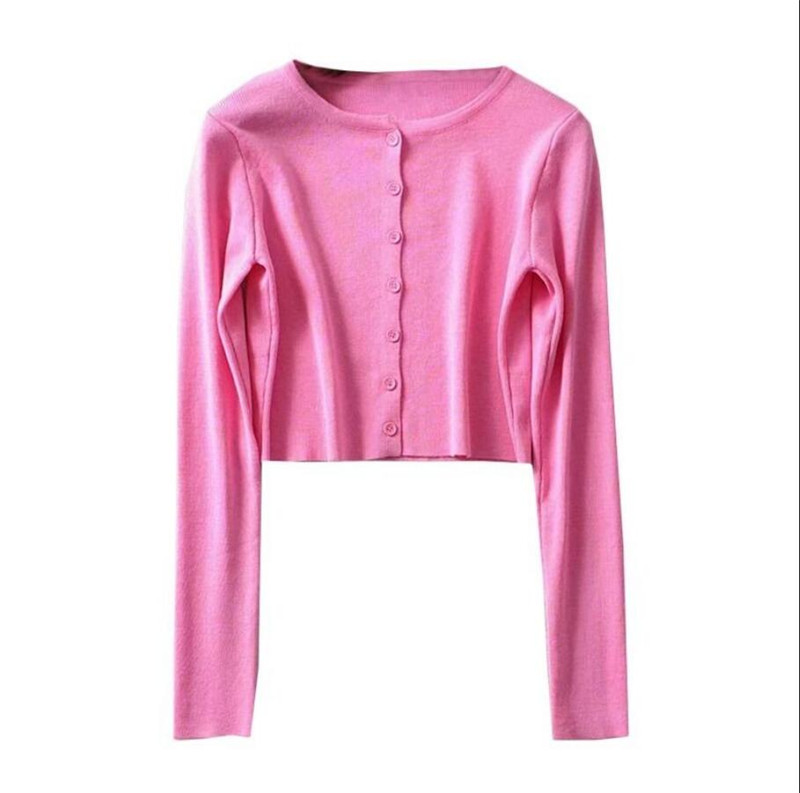 Cute Vintage O Neck Button Down Knit Cardigan Crop Top Sweater Sweatshirt Pullover Jumper E-Girl Kawaii Korean Japanese Harajuku Streetwear
