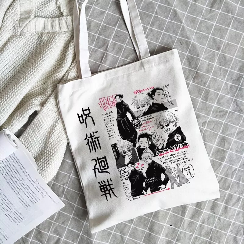 Anime Cartoon Canvas Tote Bag Shoulder Shopping Bag Vintage Aesthetic Casual Summer E-Girl Kawaii Korean Japanese Harajuku