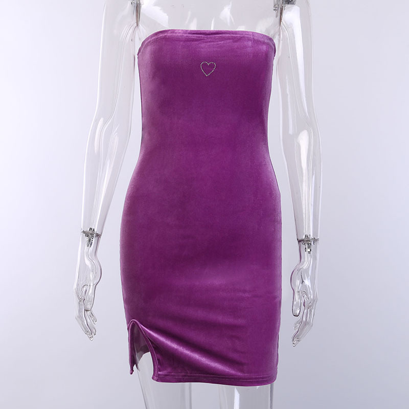 Cute Sexy Heart Love Velvet Mini Split Dress Bodycon Sleeveless Backless Party E-Girl Kawaii Korean Japanese Harajuku Retro Streetwear Fashion