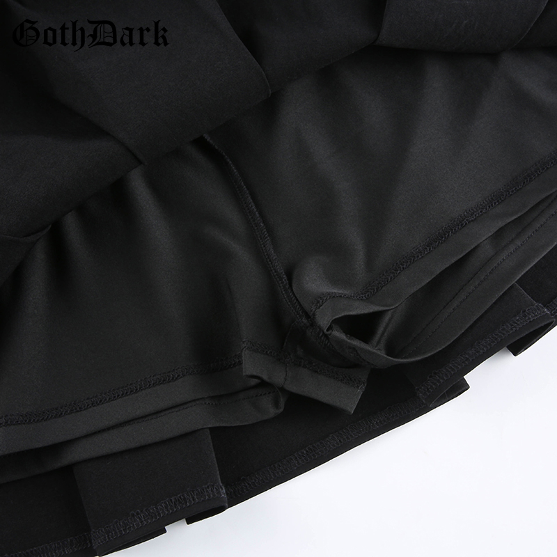 Cute Goth Dark Grunge Punk Pleated High Waisted Rivet Patchwork Mini Skirt Bottoms E-Girl Kawaii Korean Japanese Harajuku Streetwear