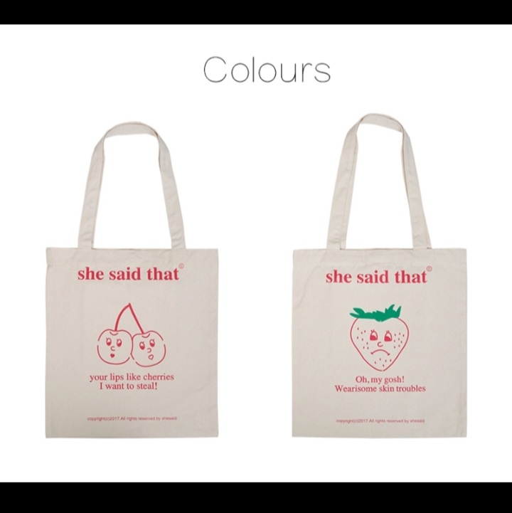 Cute Strawberry Cherry Print Canvas Tote Bag Eco Shopping Shoulder Bag Aesthetic Casual Summer E-Girl Kawaii Korean Japanese Harajuku