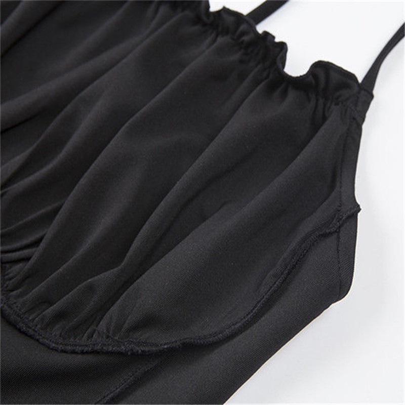 Cute Sexy Ruched Ruffle Crop Top Camisole Tank Spaghetti T-shirt Tee Shirt E-Girl Kawaii Korean Japanese Harajuku Retro Streetwear Fashion