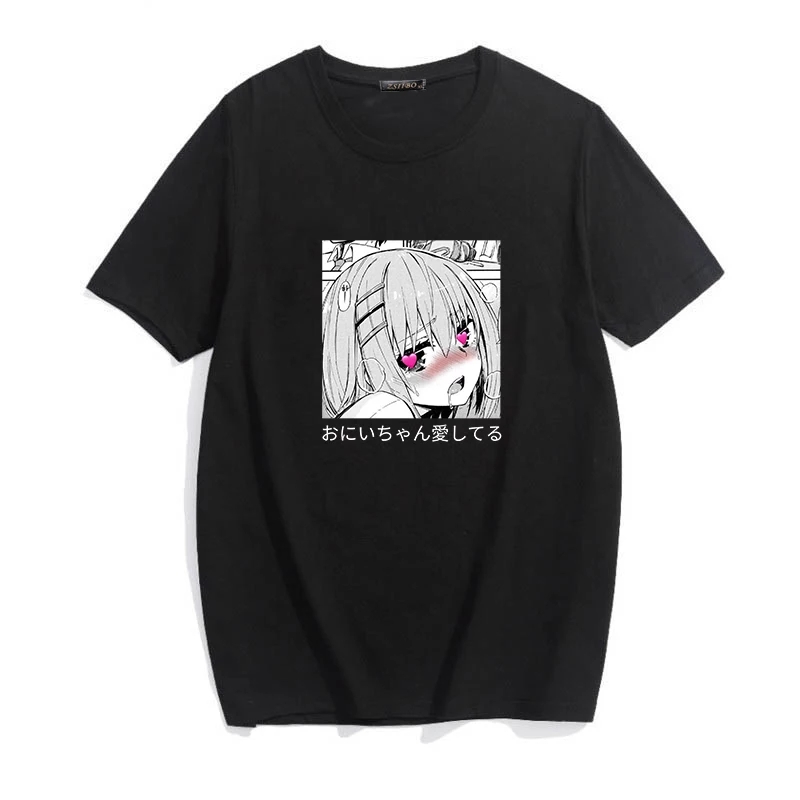 Cute Anime Sweet Girl Cartoon Short Sleeve T-shirt Print Punk Goth Loose Aesthetic Casual Summer E-Girl Kawaii Korean Japanese Harajuku