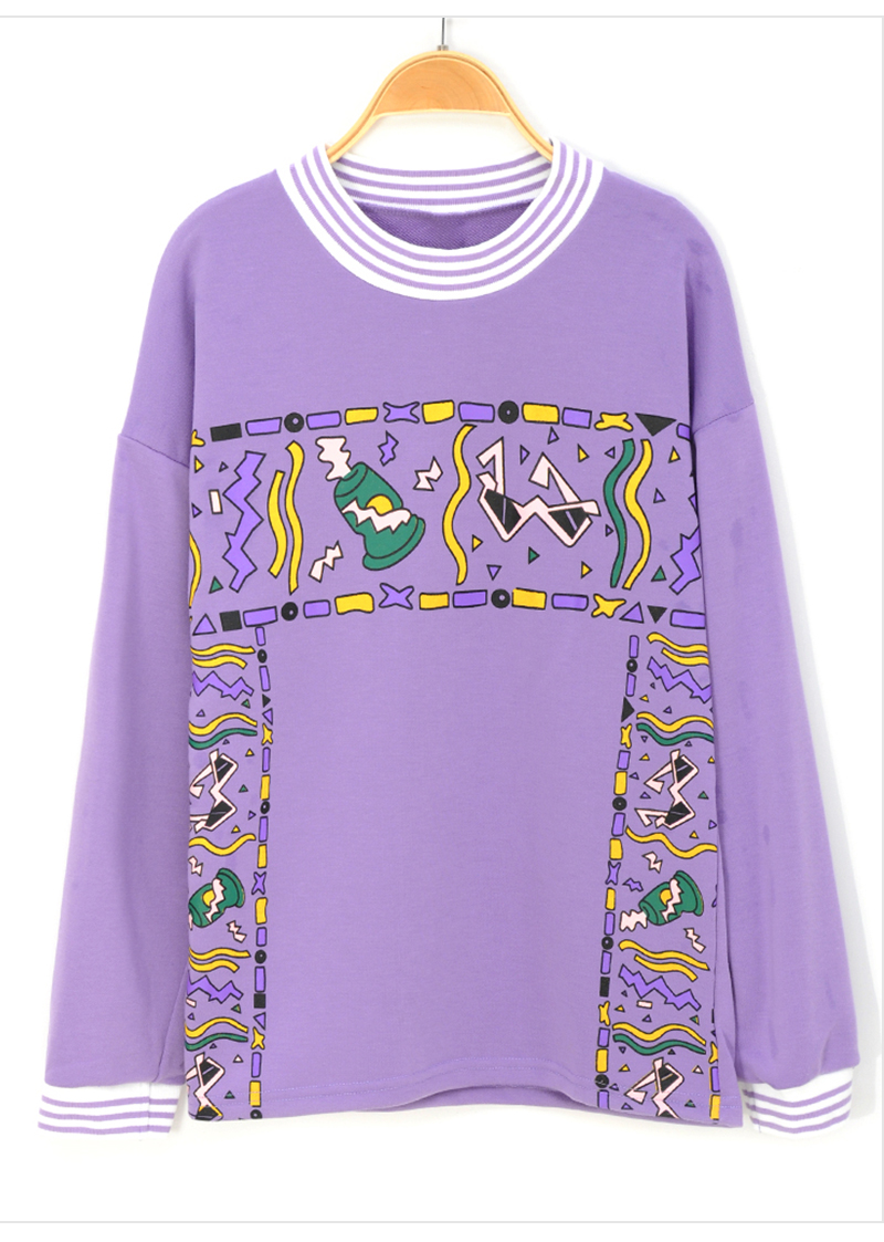 Cute 90s Vintage Purple Aesthetic Oversized Loose Sweatshirt Sweater Pullover Hoodie Autumn Casual E-Girl Kawaii Korean Japanese Harajuku Streetwear