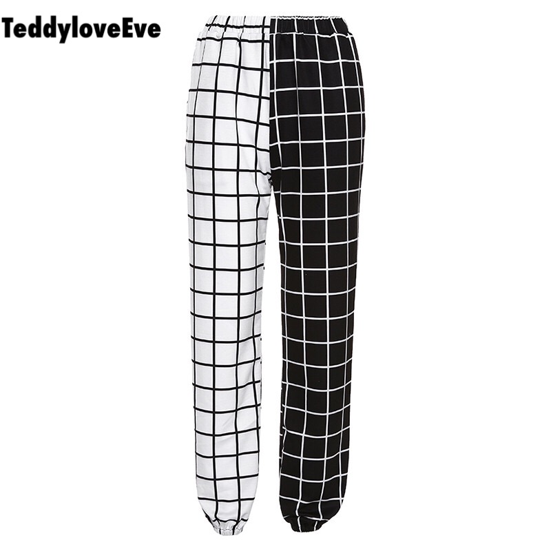 Cute Contrast Cargo Pant Loose Waist Plaid Checkered Trouser Jogger E-Girl Kawaii Korean Japanese Harajuku Chinese Retro Streetwear Aesthetic