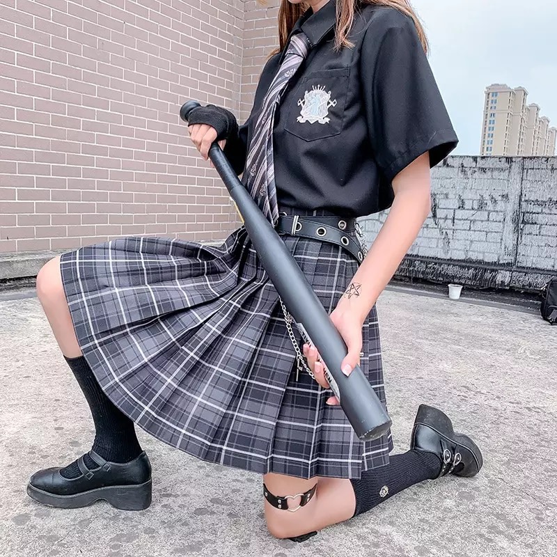 Tennis Plaid High Waisted Pleated Mini Skirt Sailor School Student Summer Bottoms E-Girl Kawaii Korean Japanese Harajuku Streetwear