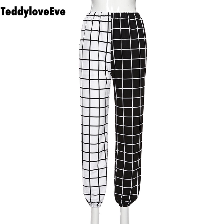 Cute Contrast Cargo Pant Loose Waist Plaid Checkered Trouser Jogger E-Girl Kawaii Korean Japanese Harajuku Chinese Retro Streetwear Aesthetic