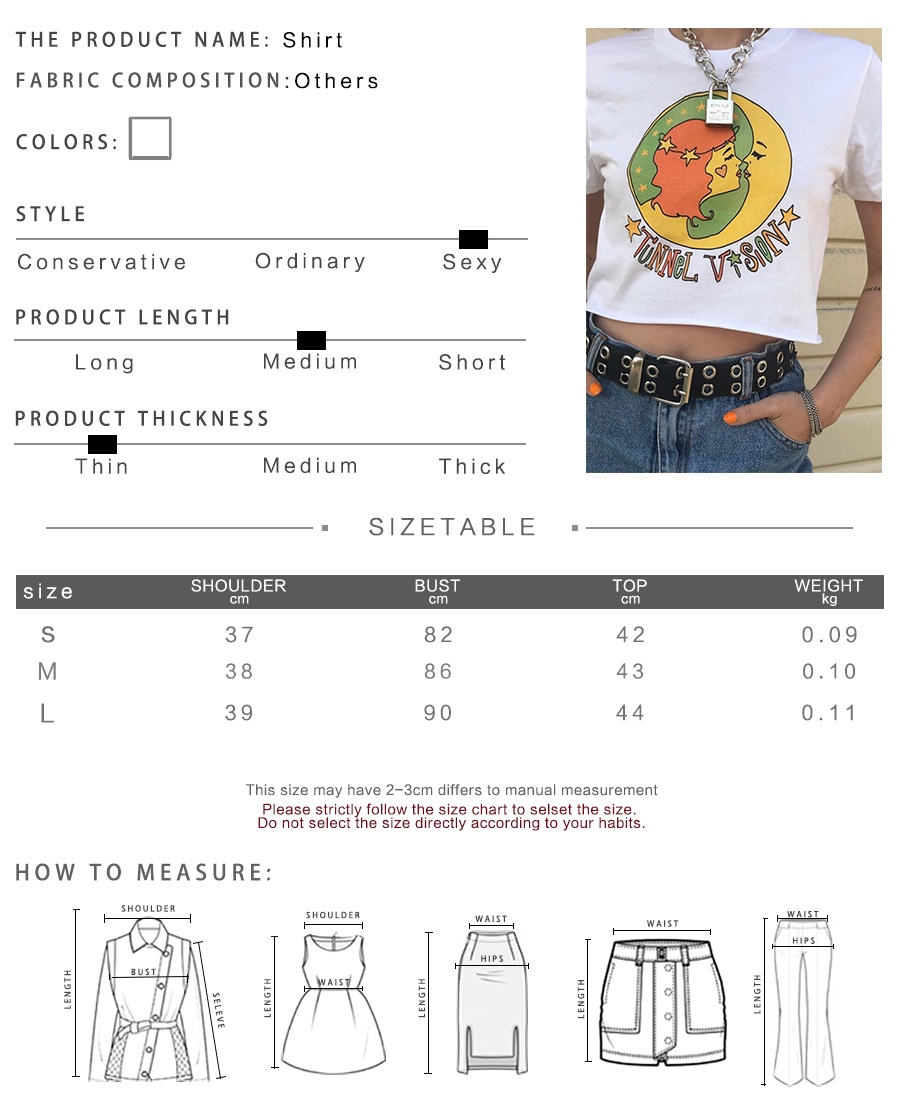 Cute White Girl Cartoon Moon Star Casual Crop Short Sleeve Shirt Tee T-shirt E-Girl Kawaii Korean Japanese Harajuku Chinese Retro Streetwear Aesthetic