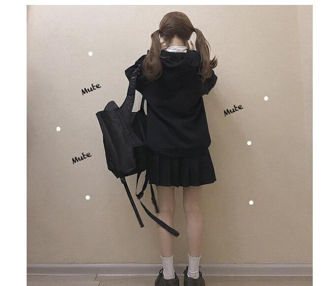Anime Girl Cartoon Print Graphic White long Sleeve Hoodie Sweater Sweatshirt Pullover Top E-Girl Kawaii Korean Japanese Harajuku Streetwear