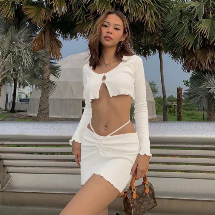 Cute 2pcs Set Ribbed Lace Up Hollow Out Crop Top Cardigan + Mini Skirt Bodycon Summer Aesthetic Casual E-Girl Kawaii Korean Japanese Harajuku