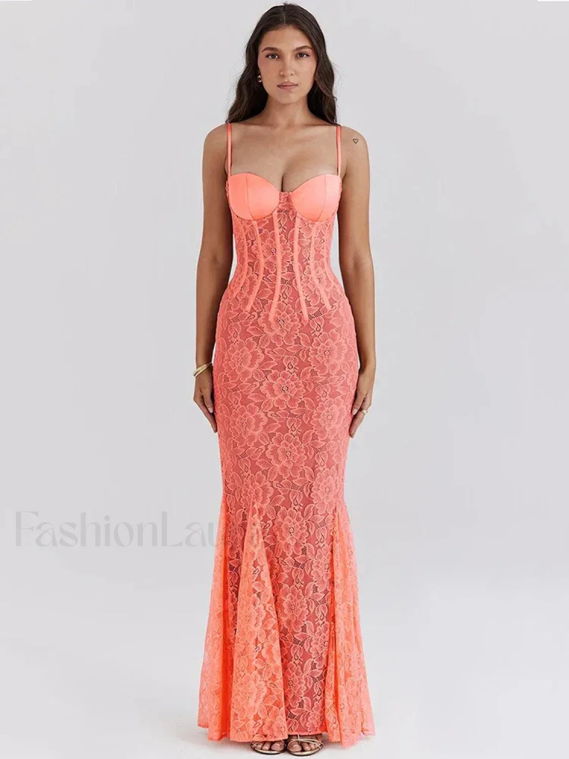 Orange Floral Spaghetti Maxi Dress