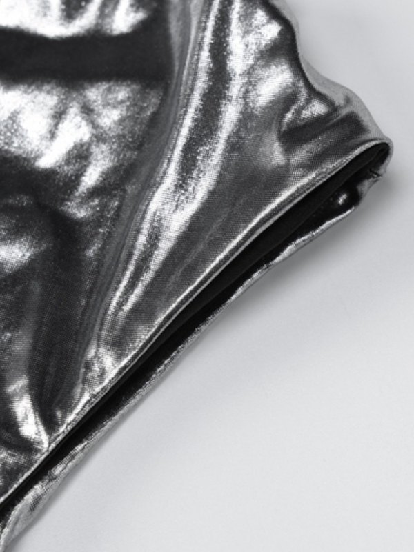 Curvy Hem Metallic Cropped Tank Top