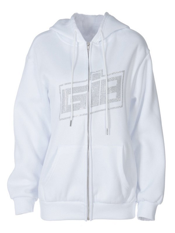 Rhinestone Letter Graphic Hoodie
