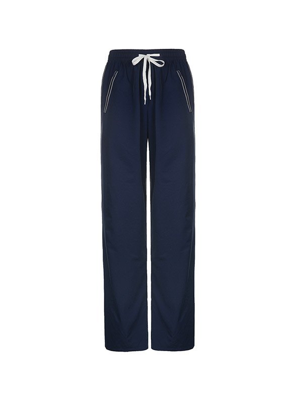 Piping Detail Parachute Straight Leg Pants