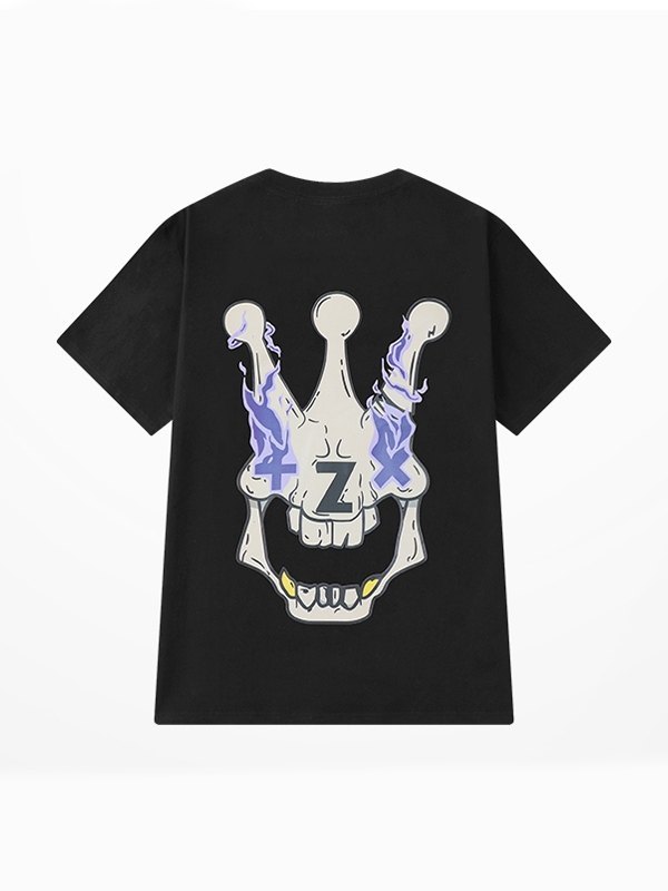 Burning Skull Graphic Short Sleeve Oversized Tee