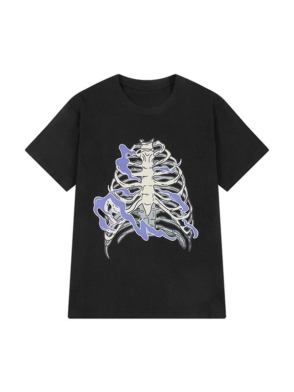 Burning Skull Graphic Short Sleeve Oversized Tee