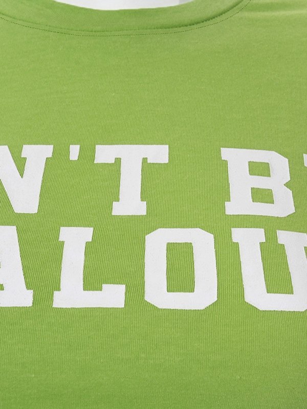Short Sleeve Slogan Printed Crop Top