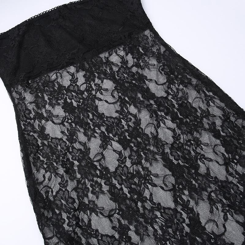 Floral Lace Strapless Tube Side Slit Backless Mini Dress