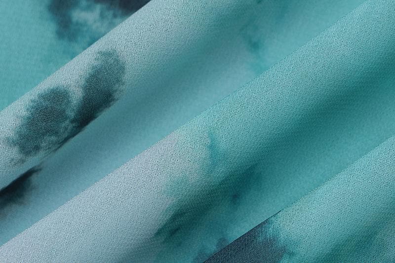 Abstract Tie Dye Print Cowl Neck Spaghetti Strap High Slit Maxi Dress