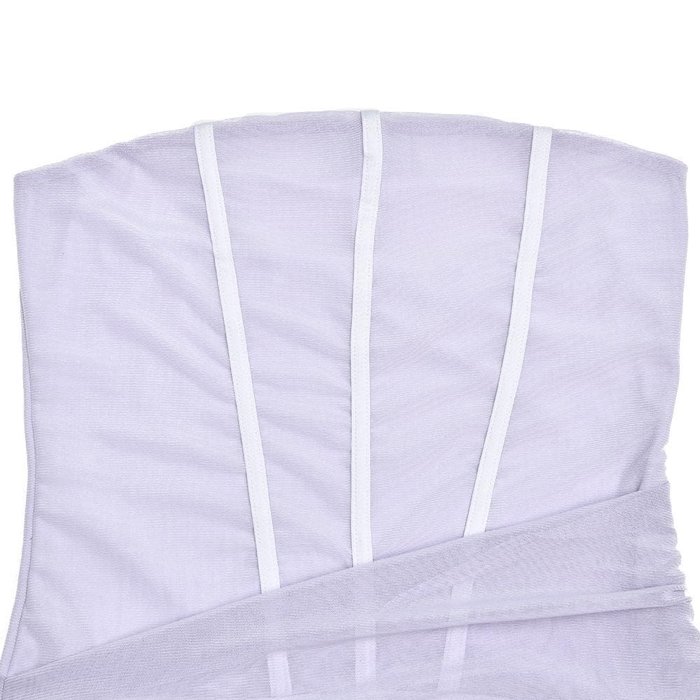 Corset Contrast Ruched Mesh Backless Tube Mini Dress