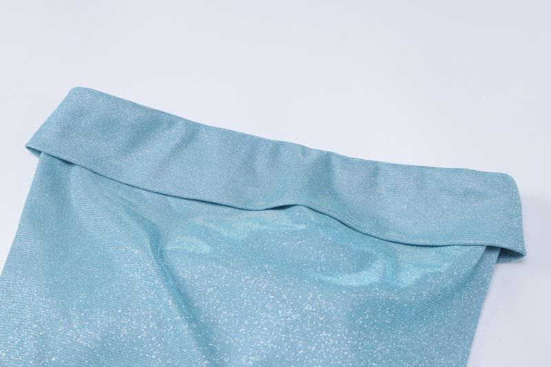 Strapless Metallic Shimmer Tube Bodycon Maxi Dress